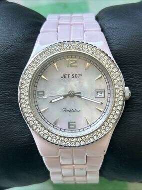 Jet Set Pink MOP Dial Ceramic Band Women’s Quartz Watch